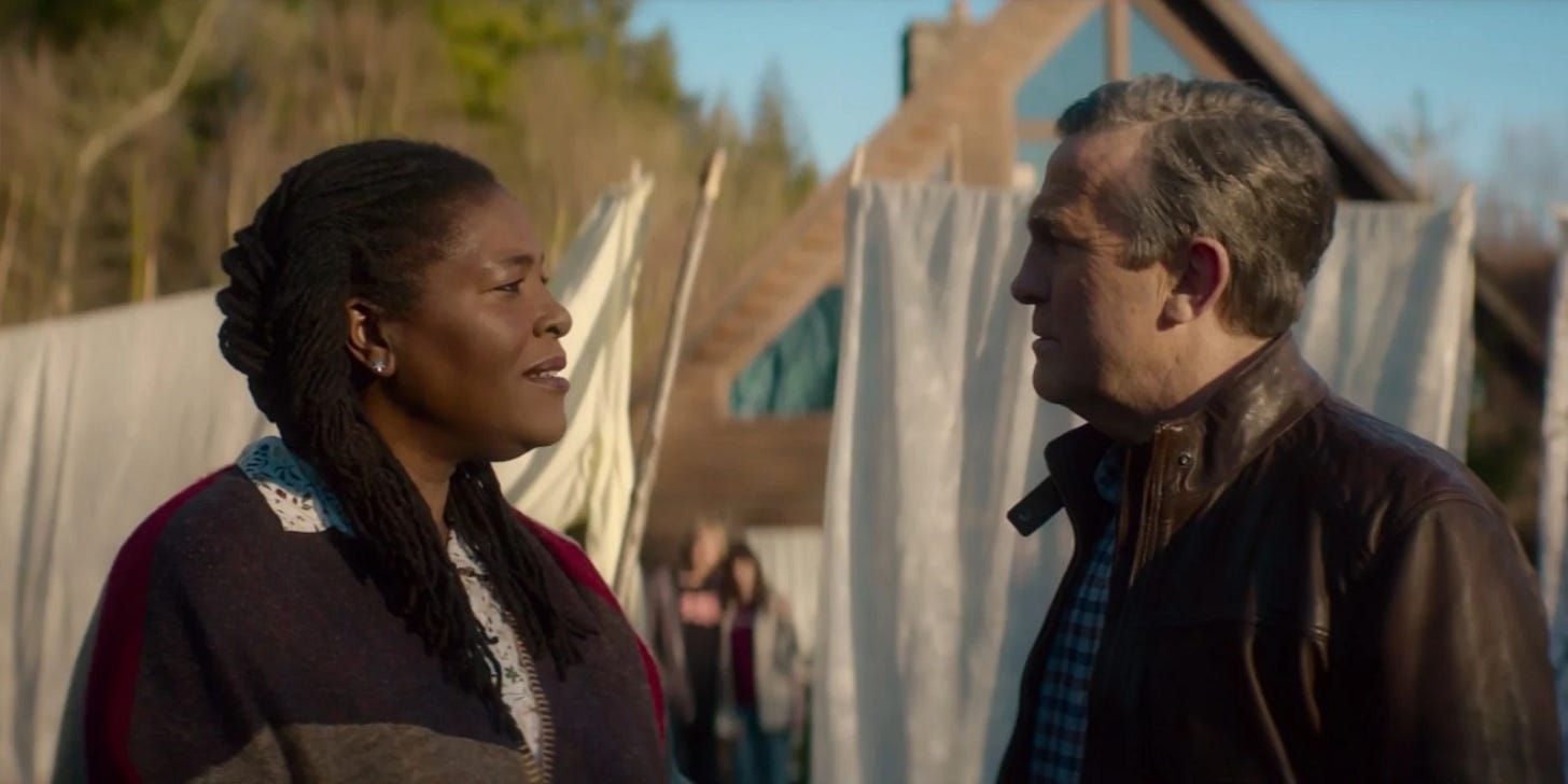 This image shows Grace Sinclair-O'Brien (played by Sharon D. Clarke, left) and her husband, Graham O'Brien (played by Bradley Walsh, right) standing in a Norwegian cottage's back yard in "It Takes You Away" (Doctor Who Series 11's ninth episode). This image shows Grace Sinclair-O'Brien (played by Sharon D. Clarke, left) and her husband, Graham O'Brien (played by Bradley Walsh, right) standing in a Norwegian cottage's back yard in "It Takes You Away" (Doctor Who Series 11's ninth episode).