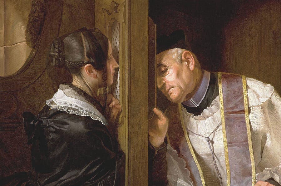 The Confession, 1838, detail Painting by Giuseppe Molteni - Fine Art America