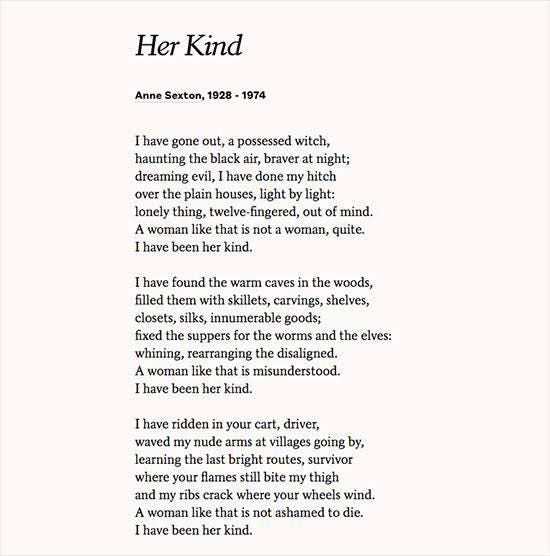 r/Poetry - Her Kind - Anne Sexton [POEM]