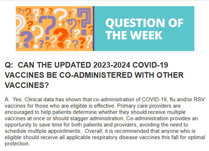 WA DOH Question of the Week: No Clinical Data shows that co-administration of multiple shots are safe