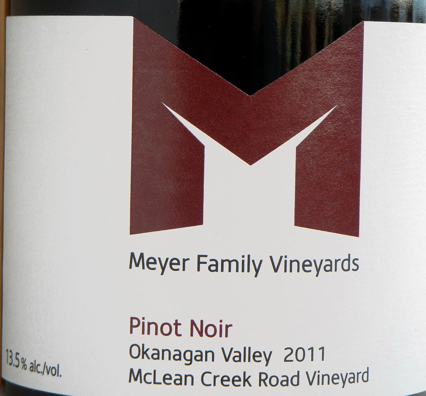Meyer Family Vineyards McLean Creek Pinot Noir 2011 Label - BC Pinot Noir Tasting Review 17