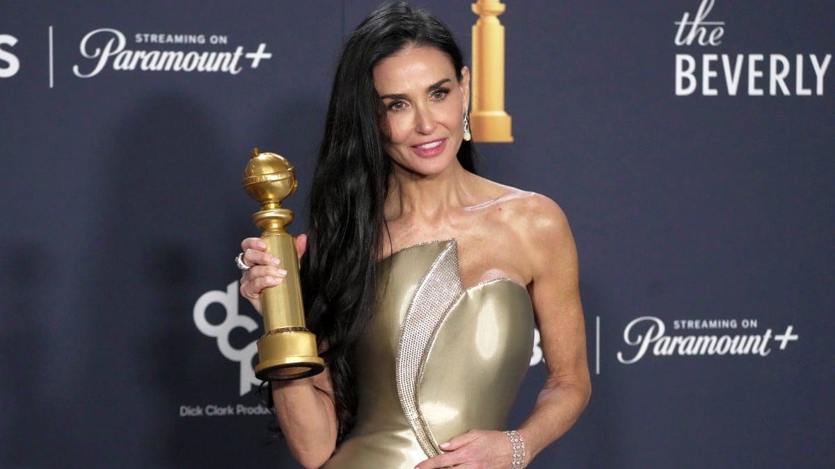 This is the first time I've ever won anything': Demi Moore calls out  Hollywood misogyny in Golden Globes acceptance speech | The Mary Sue