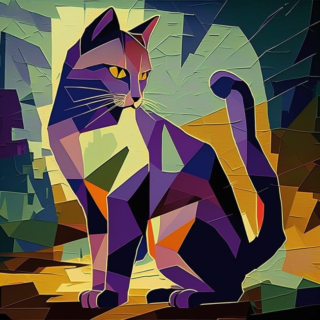 Purple cat made on Kandinsky's art style. A.I. made.