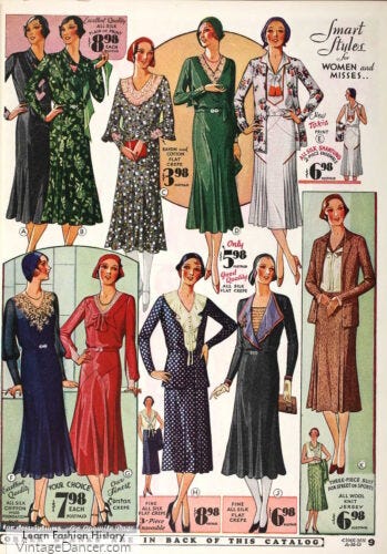 1931 lace trim tea dresses - at vintagedancer.com