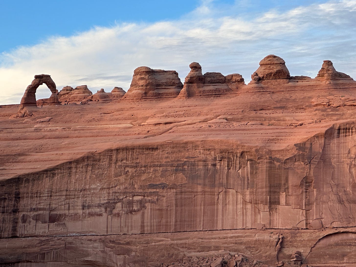 1 November 2023: Delicate Arch, as seen from the lower view point, at Arches National Park, Utah.