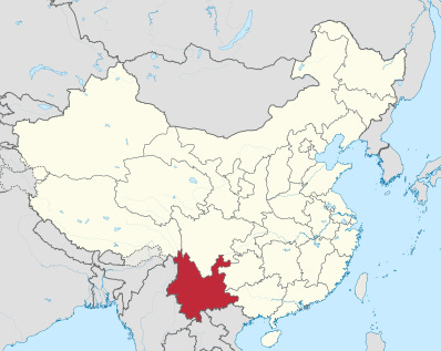 Map of Yunnan in China