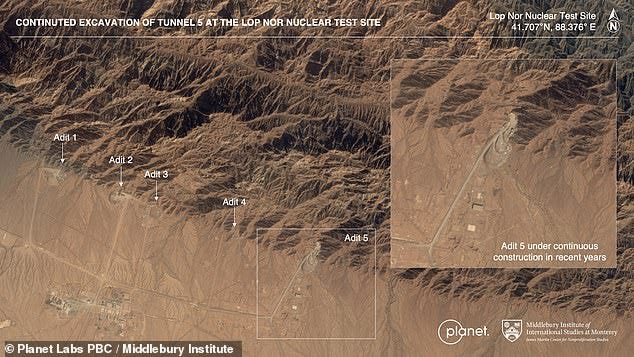 Satellite images show excavation on a new, fifth underground tunnel at the site in recent years, as well as construction on new roads