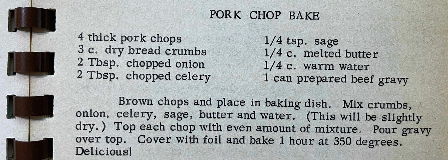 recipe from 1960 church cookbook