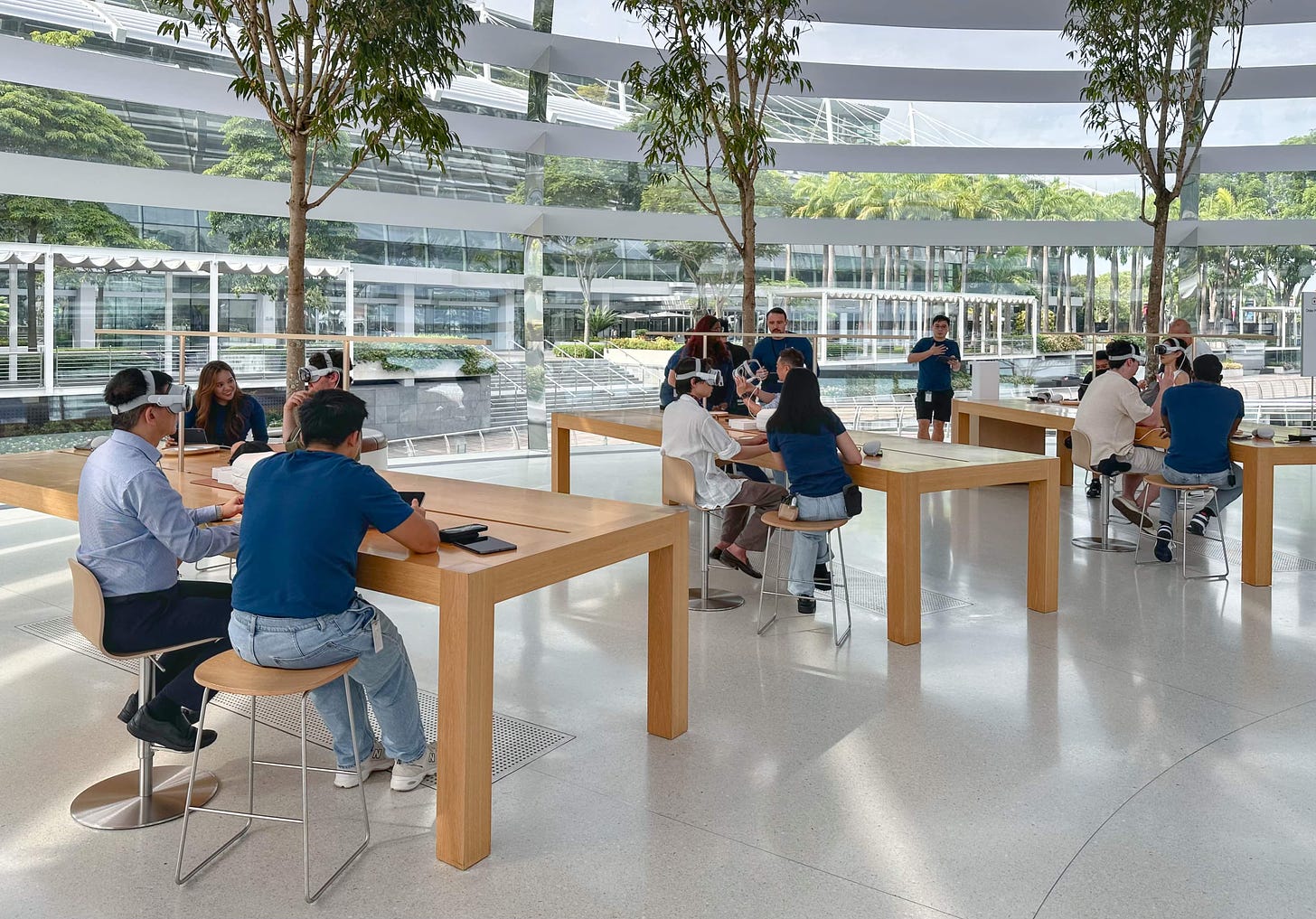 Apple Vision Pro tables at Apple Marina Bay Sands.