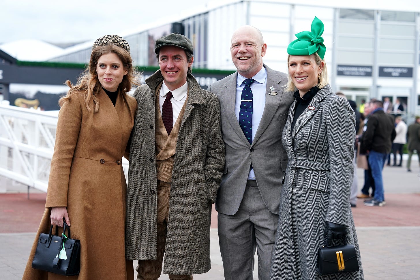 Beatrice and Edoardo Mapelli Mozzi with Mike and Zara Tindall at Cheltenham Festival