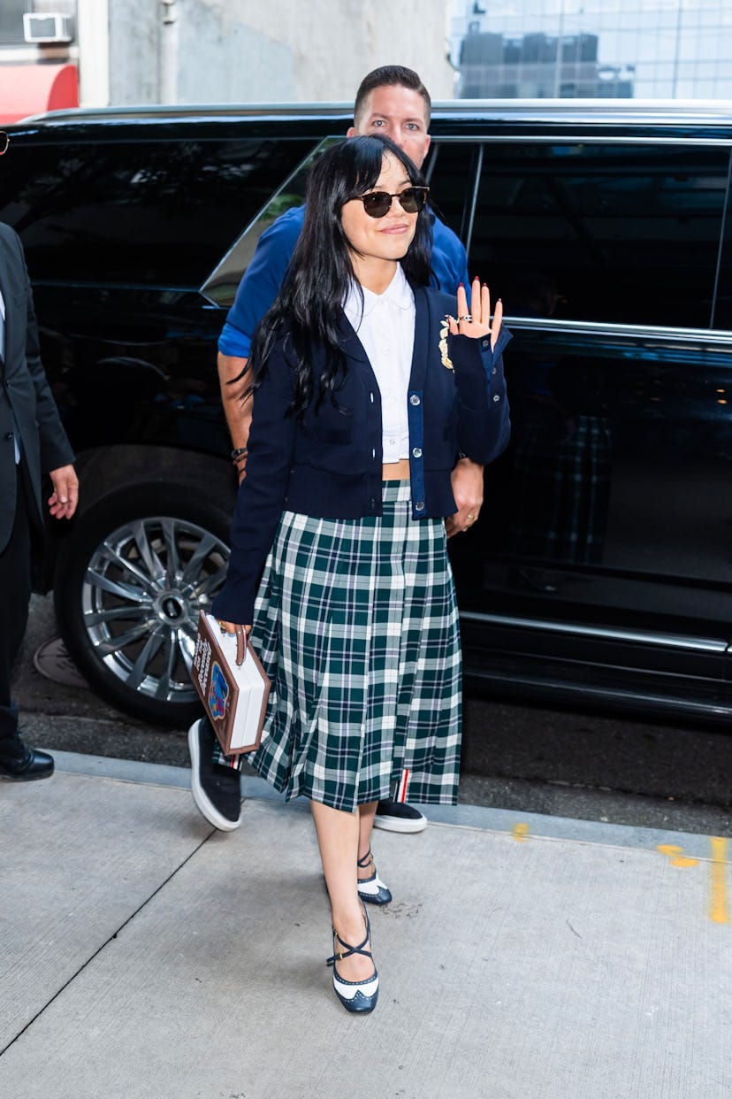 Jenna Ortega 'Beetlejuice Beetlejuice' Thom Browne Street Style 2024