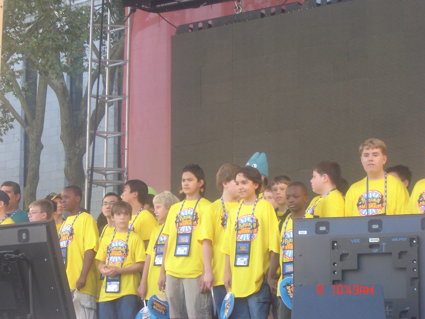 The finalists from the Pokémon 10th Anniversary Journey Across America events, on stage at Party of the Decade (Peter is wearing the Munchlax hat in the back) The finalists from the Pokémon 10th Anniversary Journey Across America events, on stage at Party of the Decade (Peter is wearing the Munchlax hat in the back)
