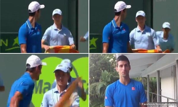 novak djokovic outburst on ball boy 2015