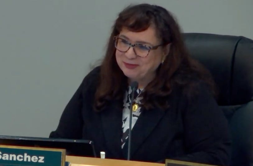 Oceanside Mayor Esther Sanchez listens to a discussion on Nov. 15 about the city selecting its tier for customers joining the Clean Energy Alliance in April 2024. Steve Puterski image