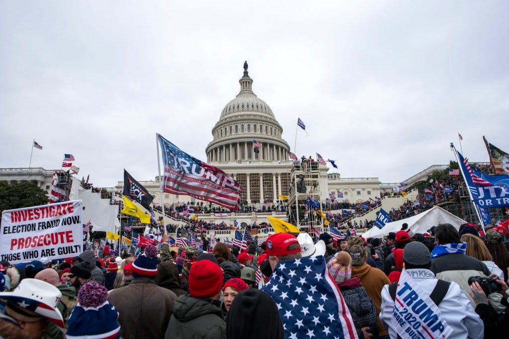 Rioters rally at the U.S. Capitol in Washington on Jan. 6, 2021. 