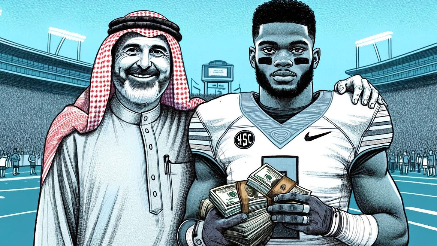 saudi arabia prince with sports star giving him money 