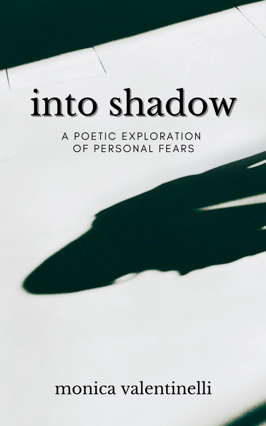 into shadow: a poetic of personal fears | monica valentinelli | black and white picture of a sidewalk with a shadow cast upon it