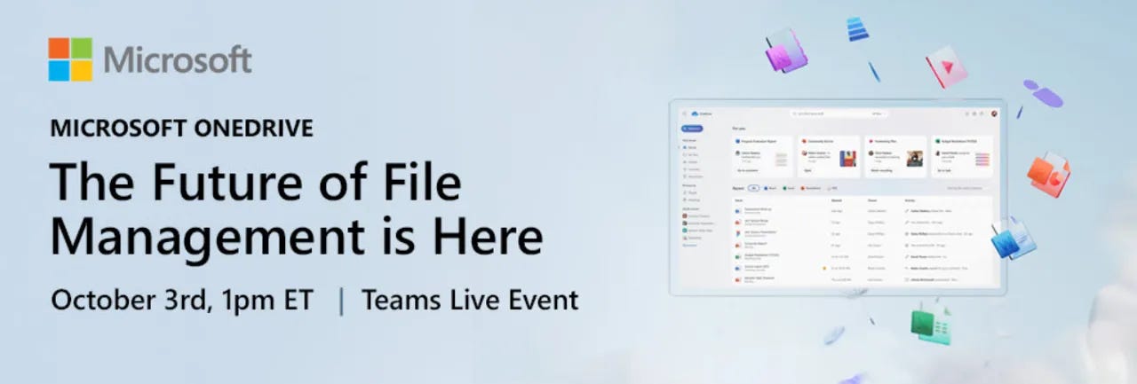 Imagem da Microsoft de divulgaçao do evento do OneDrive