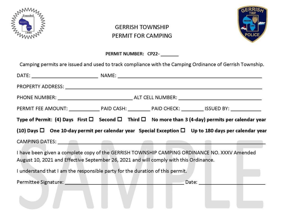 Camping Ordinance - Gerrish Township Police