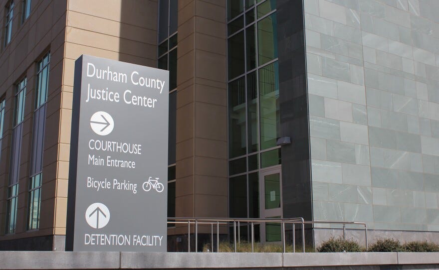 photo of exterior sign for Durham County Justice Center