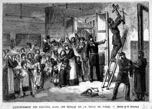 1881 年政府强制取下巴黎一所学校教室中的十字架