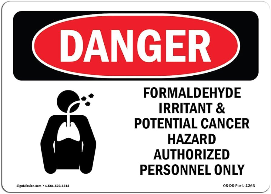 Amazon.com: OSHA Danger Sign - Formaldehyde Irritant Hazard | Plastic Sign  | Protect Your Business, Construction Site, Warehouse & Shop Area | Made in  The USA : Industrial & Scientific