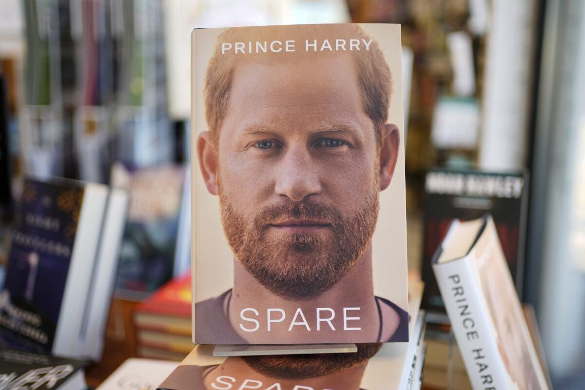 Prince Harry book 'Spare' sells 3.2 million copies in Week 1 - Los Angeles  Times