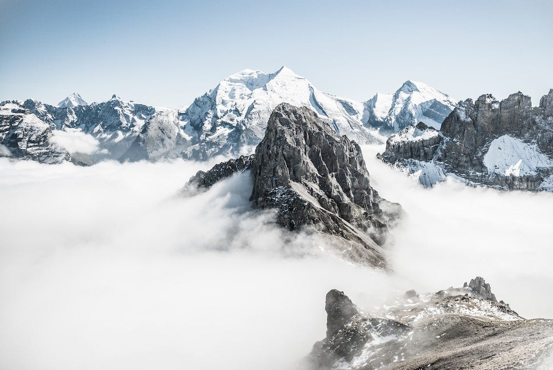 Mountain tops above clouds