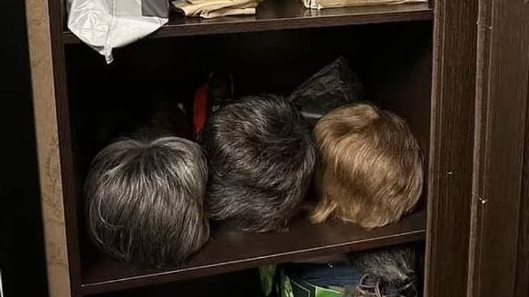 Several wigs were found in Prigozhin&#39;s home. Pic: Izvestia