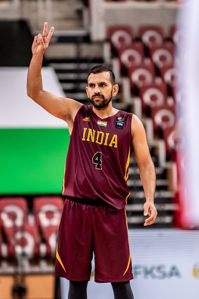 Joginder Singh India vs Palestine 2021 FIBA Asia Cup Qualifiers