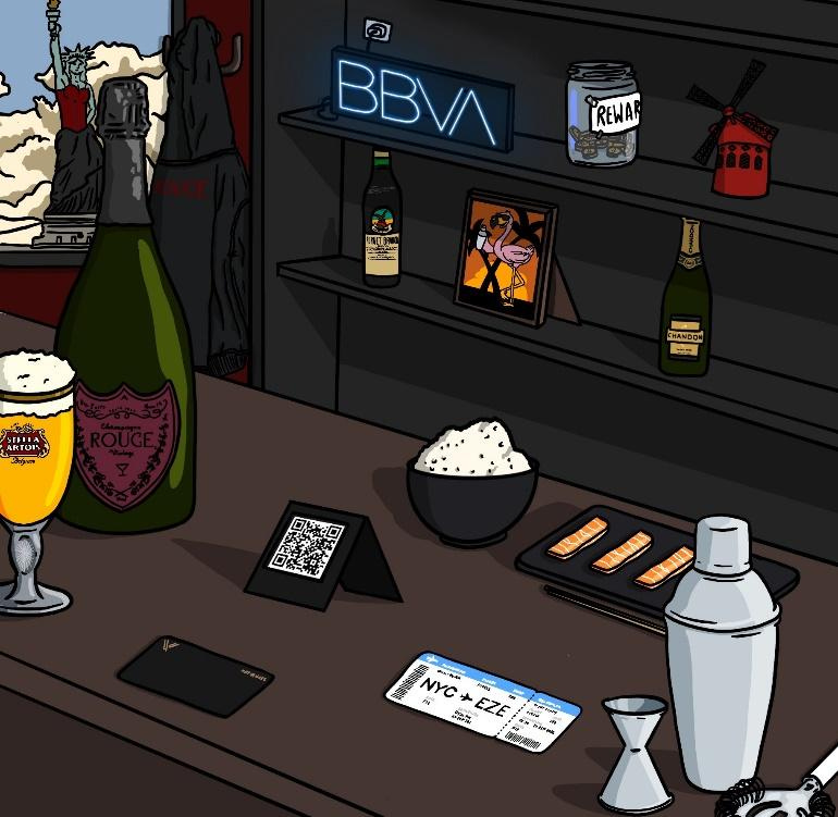 A bar with drinks and bottles

Description automatically generated