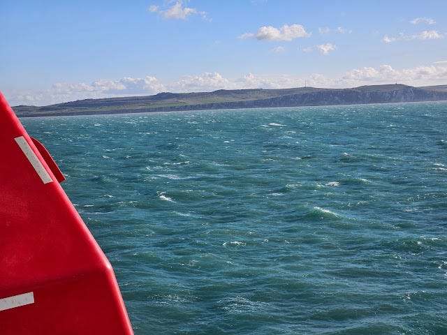View of the Kent coast from the ferry
