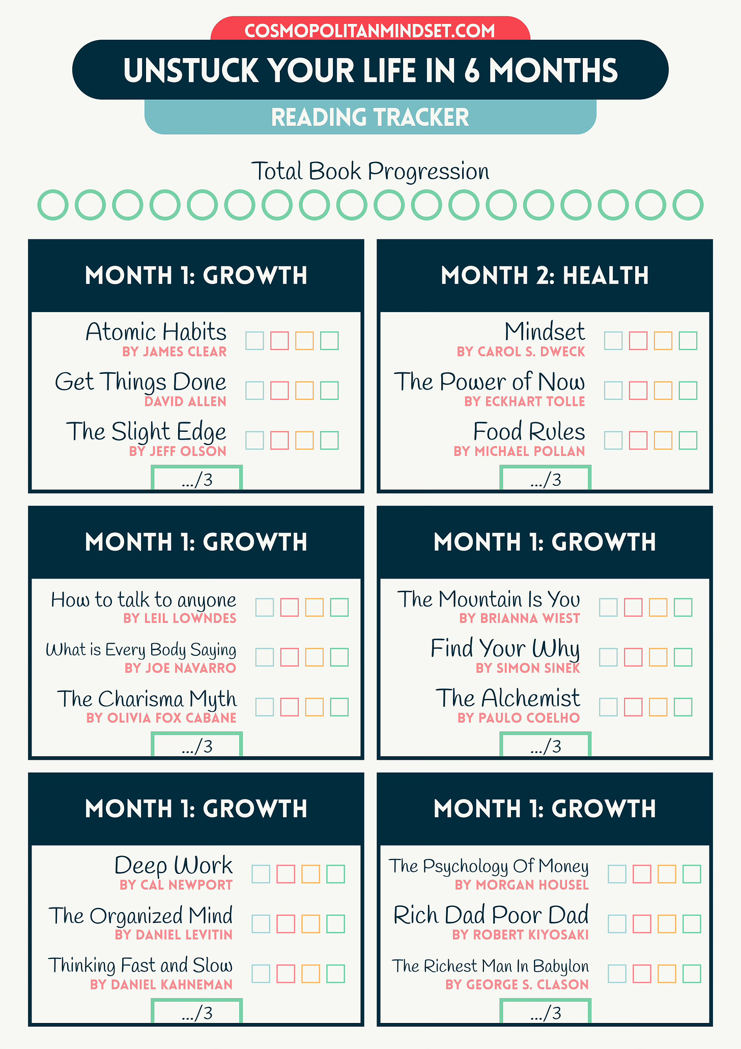 Unstuck Your Life in 6 Months - Reading Tracker