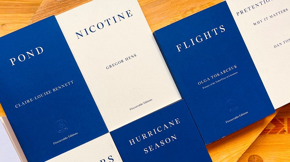 Book covers from Fitzcarraldo Editions.