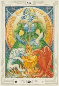 The Art card from the Thoth Tarot (Temperance)