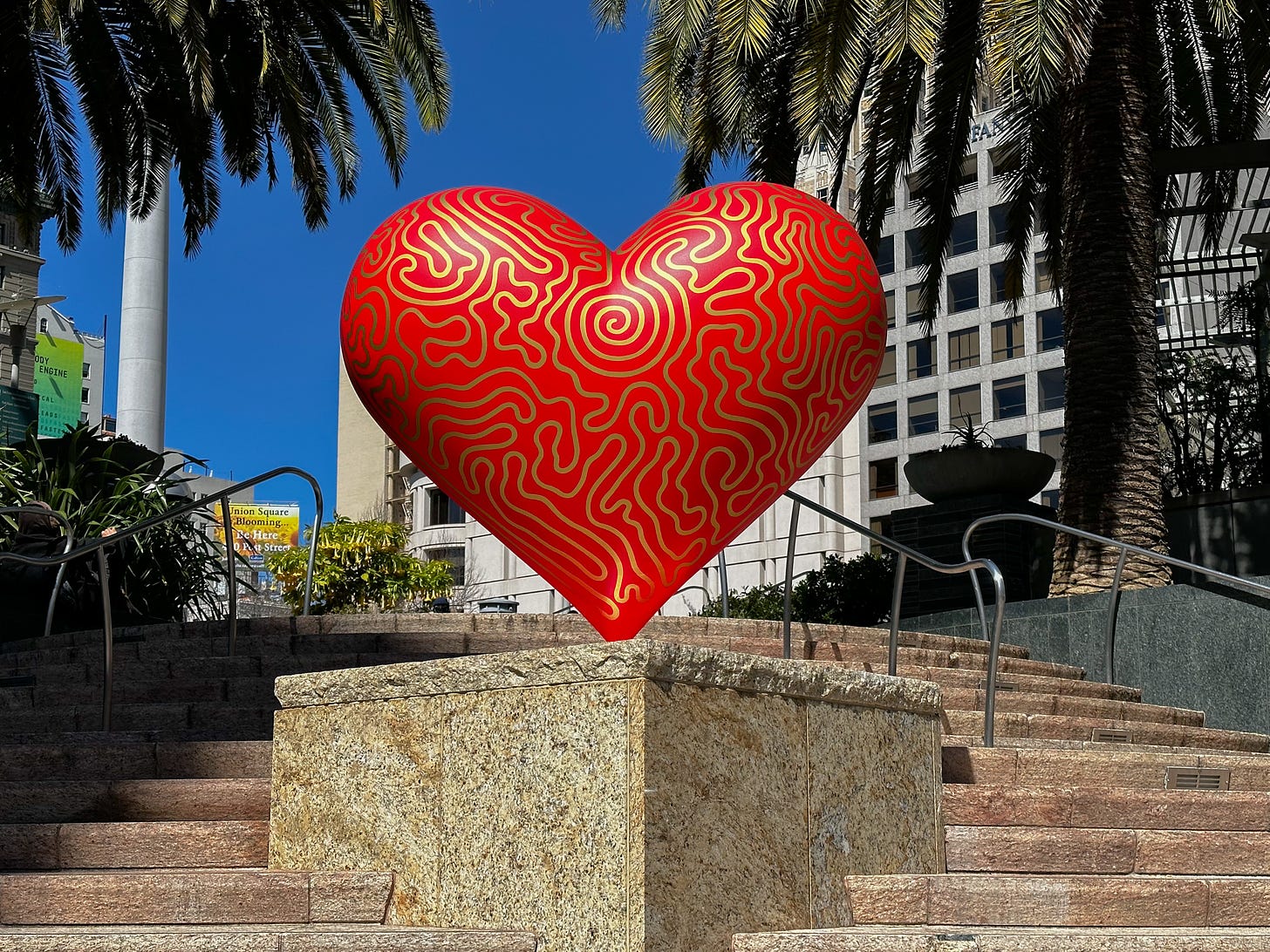 Red heart in Union Square San Francisco Amy Boyle Photography