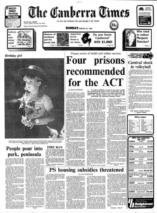 Canberra Times 1985 01 27 pg 1