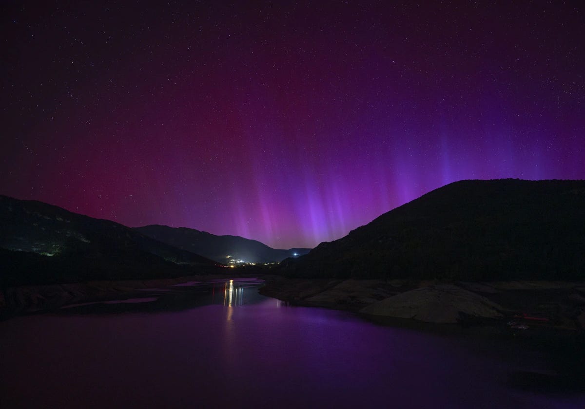 Aurora boreal desde el pantano de la Baells EP