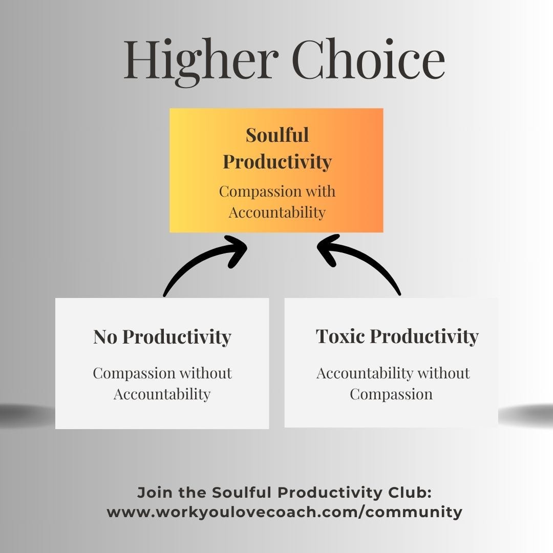 Two bad choices: no productivity or toxic productivity. Higher choice: soulful productivity. 