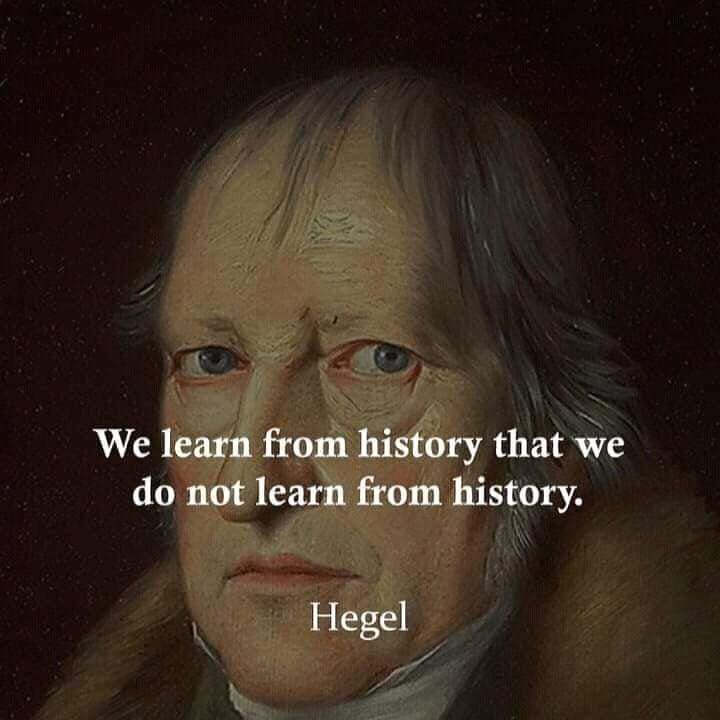 The only thing that we learn from history is that we learn nothing from  history.