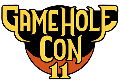 GameHoleCon XI yellow and orange logo in fancy text