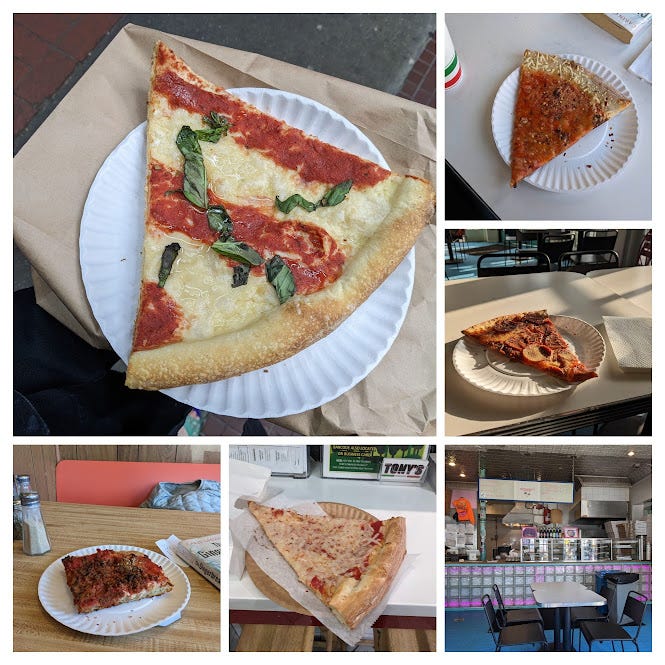 collage of pizza slices
