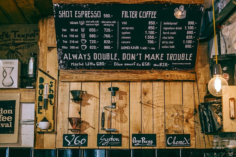 A coffeeshop with sky-high prices