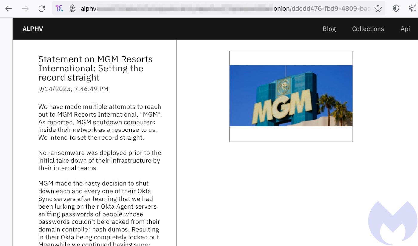 MGMハッキングの犯行声明
