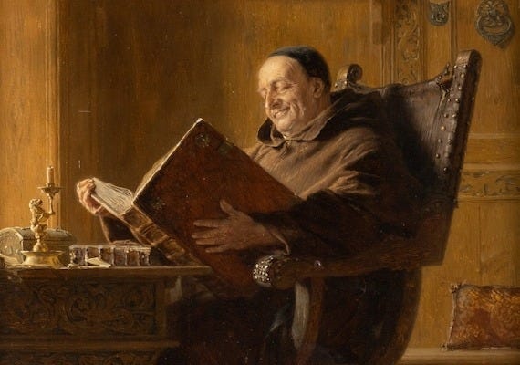 Monk Community Student Monk Reading a Book Monastery Wonderful Painting By  Eduard Grutzner Repro on matte paper or canvas FREE S/H in USA