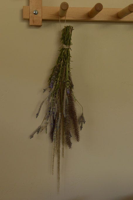 Lavender and ornamental grasses, dried arrangement