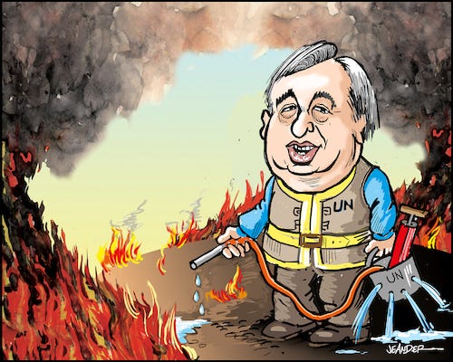 Antonio Guterres By jeander | Politics Cartoon | TOONPOOL