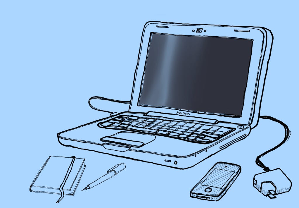 Ilustração de um antigo MacBook branco