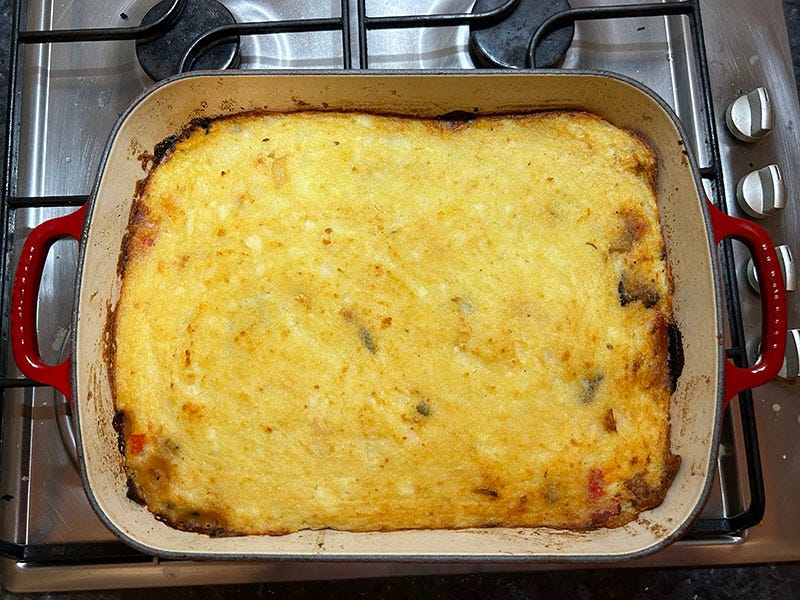 Shepherd's pie fresh out of the oven.