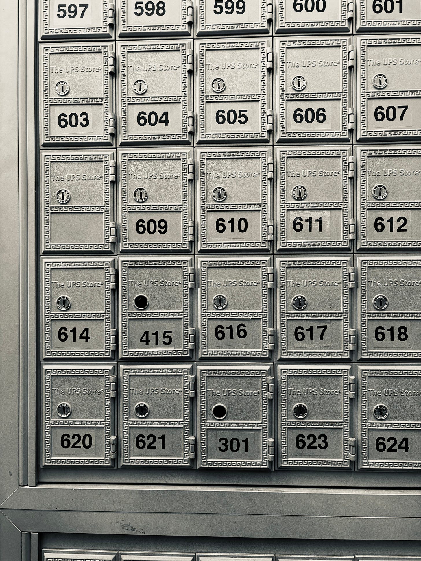 Image of post boxes with numbers on them